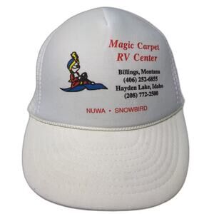 Nissin Cap White Red Magic Carpet RV Center Trucker Hat Snapback OS Adjustable